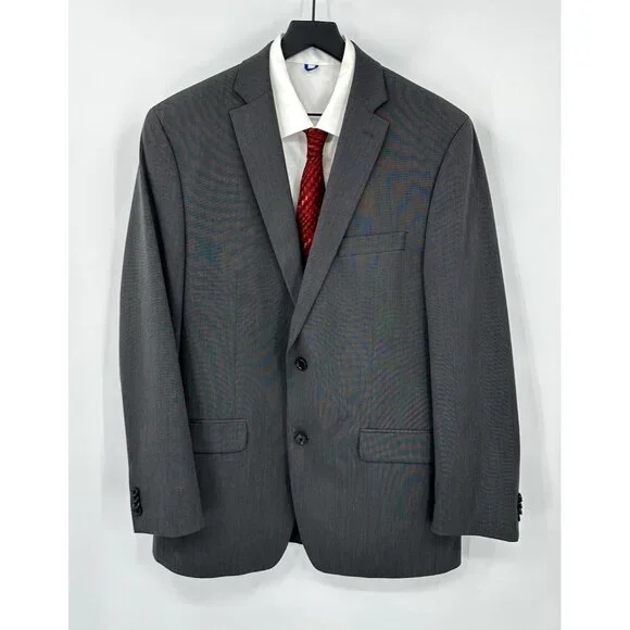 MICHAEL KORS blazer 42L gray two button suit jacket stretch modern fit business - Picture 2 of 8